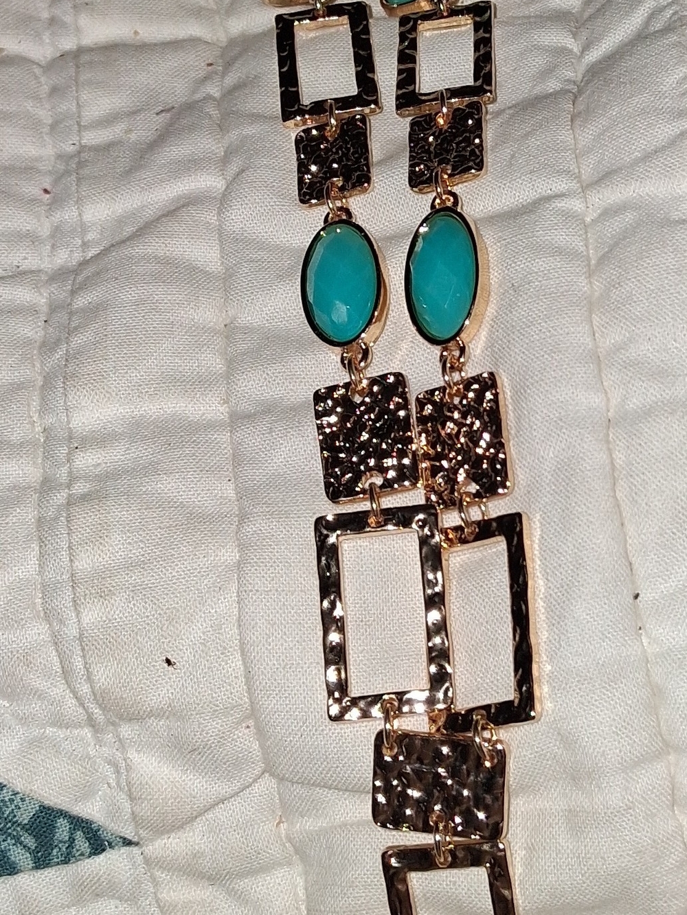 Gold-tone Necklace with Teal Gem Accents by Susan Graver